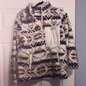 Columbia Brown and Cream Patterned Fleece Pullover